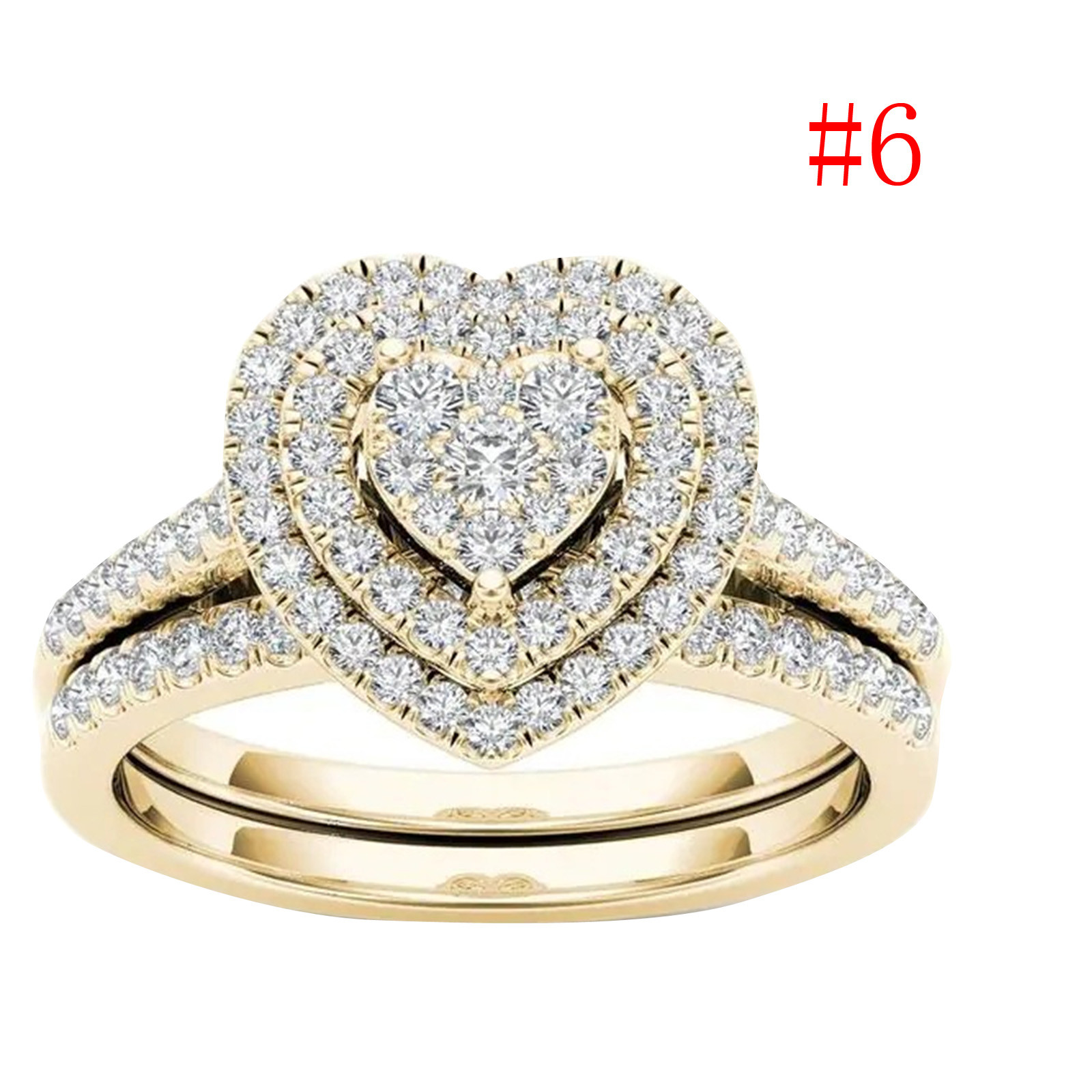Clearance! KANY Fake Engagement Ring Mother's Day Gifts for Wife Jewelry Clearance Rings 5.00 Heart-shaped Ring Women Index Finger Ring Fashion Couple Ring Set Jewelry Gift (Gold Size 6)